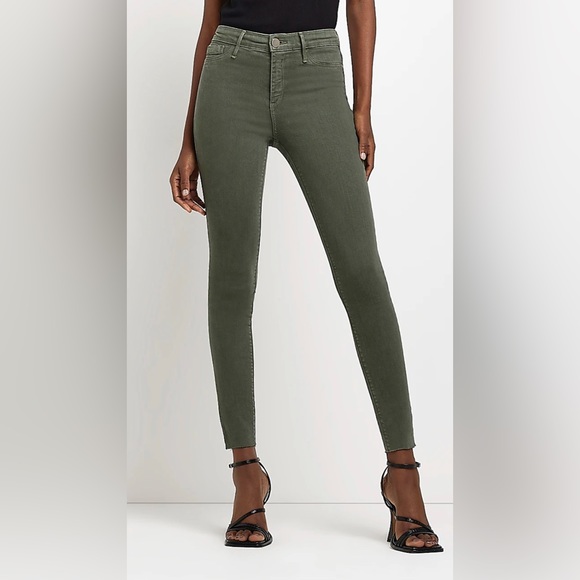 NWT Bershka high waist skinny jeans in Olive - Picture 1 of 8